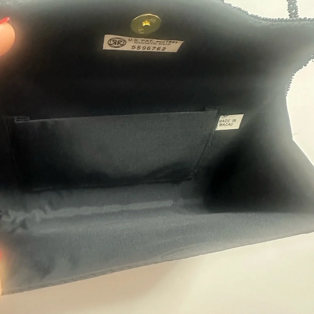 Vintage Black Fully Beaded Evening Bag, Handmade, Satin Lined, Shoulder Strap